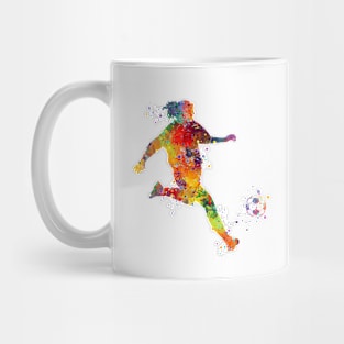 Girl Soccer Player Kick Watercolor Silhouette Mug